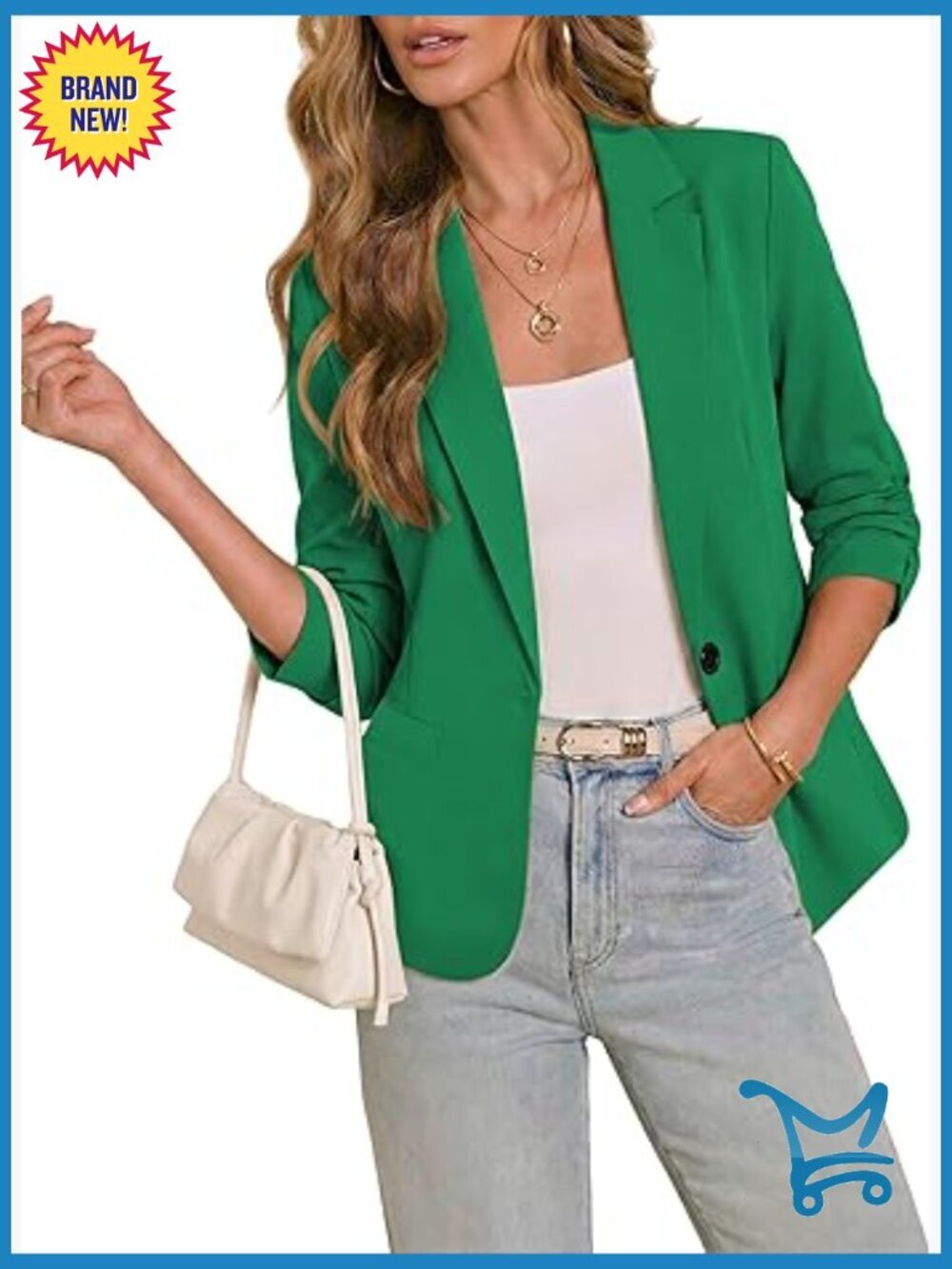 Women's 3/4 Sleeve Blazer Business Casual Suit Jacket Lightweight